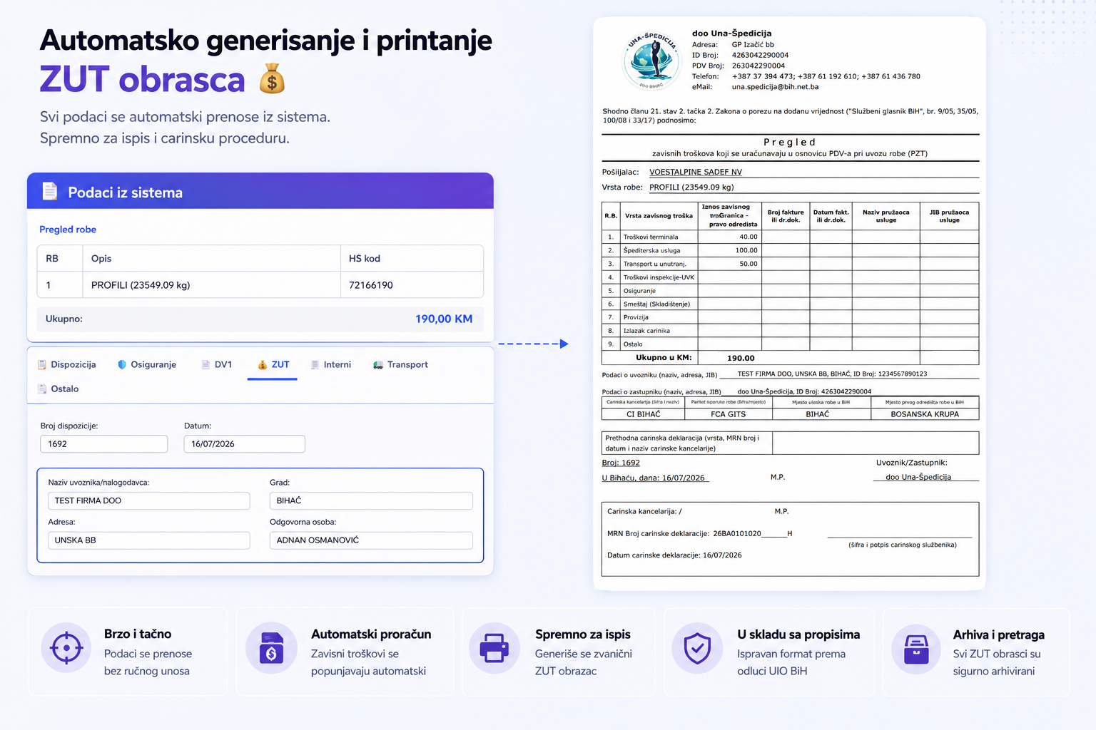 Prikaz uvoza XML-a i generisanja pratećih dokumenata u eŠpediciji